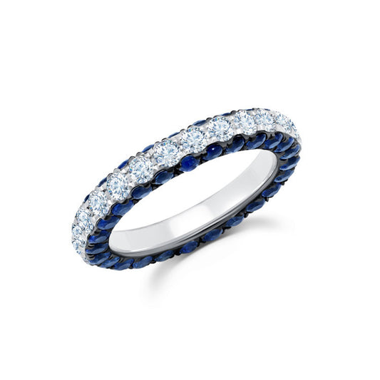 Graziela Sapphire & Diamond 3 Sided Band Ring
