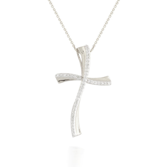 0.10ct Diamond Wavy Cross Pendant